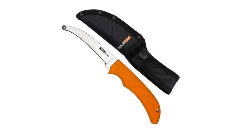AccuSharp Skinning Knife, 4in, 420 Stainless Steel Blade, Orange Thermoplastic Rubber Handle, 734C