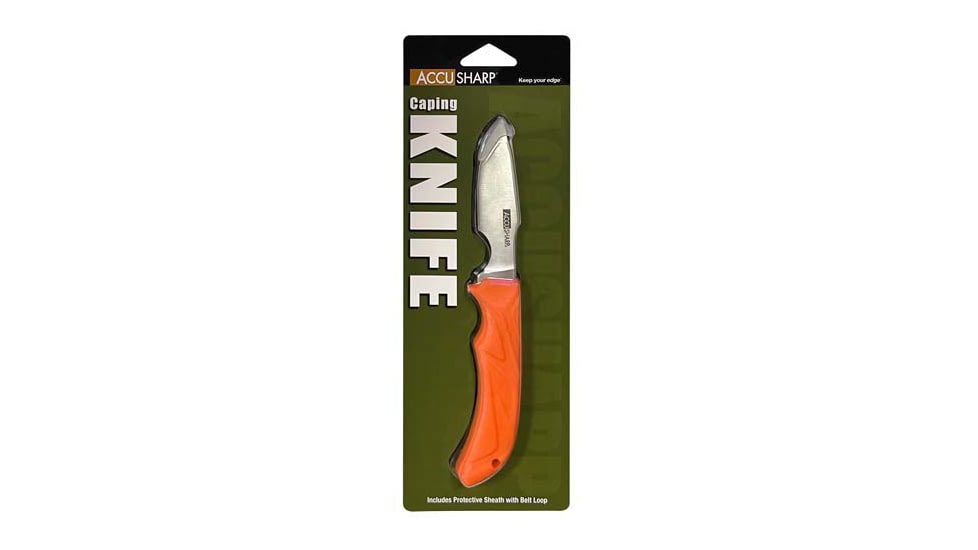 AccuSharp Caping Knife, 3.5in, 420 Stainless Steel, Orange Thermoplastic Rubber Handle, 731C