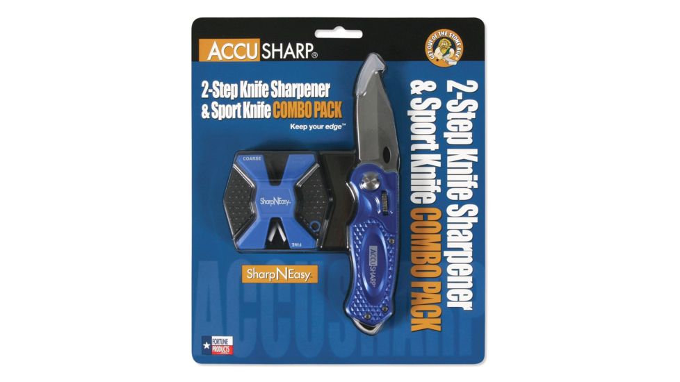 Accusharp Sharp-N-Easy 2-Step Sharpener and Sport Knife, Blue 4004696