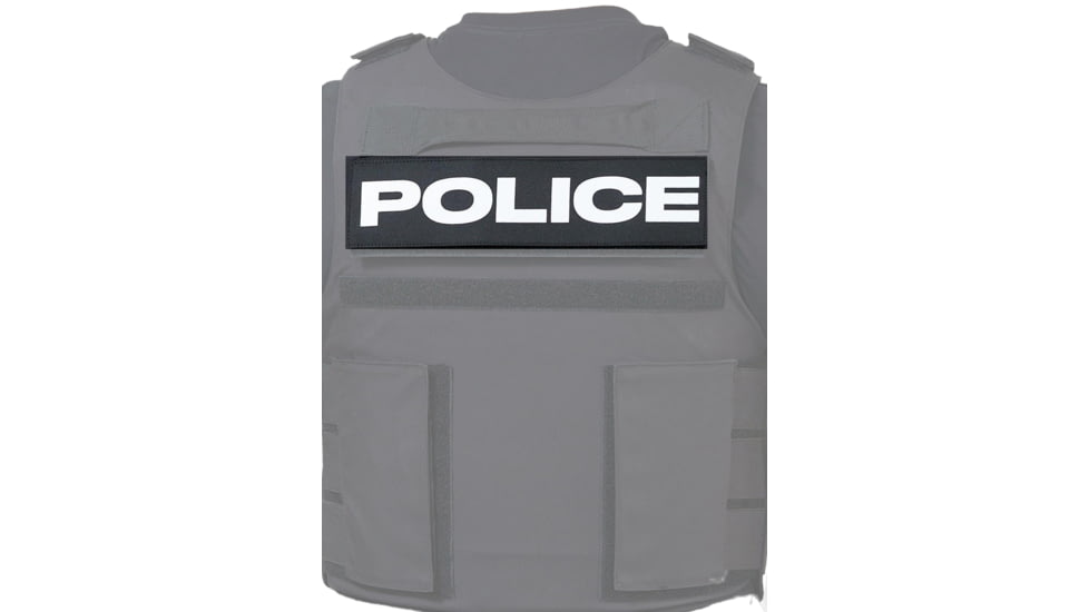 Ace Link Armor Police Patch, White On Black, B-TG-ID-POL-WH-BLK