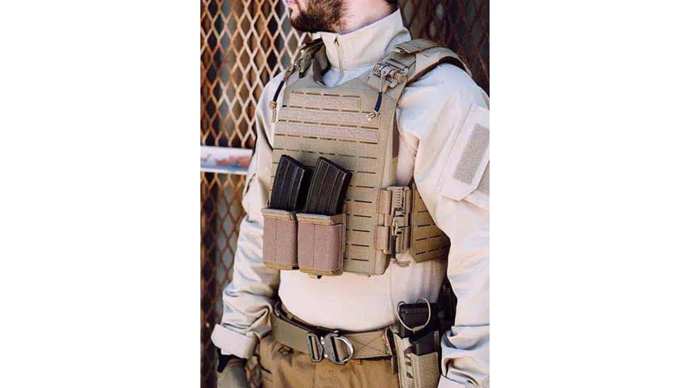 Ace Link Armor Quadrelease Tactical Plate Carrier, Laser Cut, Tan, Large, B-PC-QRD-TN-L-LC