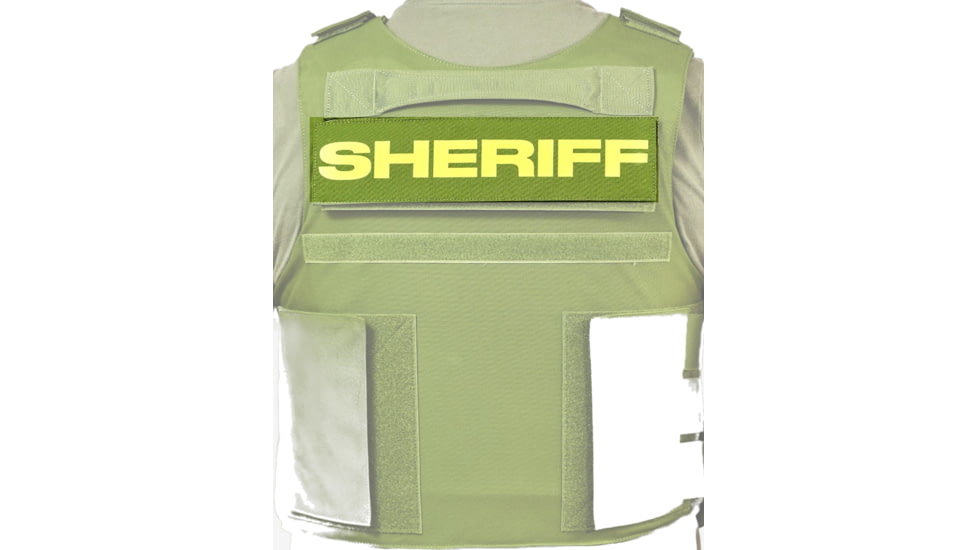 Ace Link Armor Sheriff Patch, Yellow On Green, B-TG-ID-SHE-YL-GRN