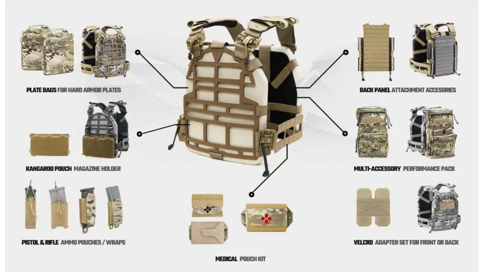 Ace Link Armor Skeletac Plate Carrier, Tan, Extra Large, B-PC-SK-TN-5-XL