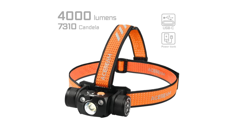 Acebeam H30 1 x 21700 CREE XHP70.2 LED Rechargeable Headlamp, 4000 Lumens, Cool White/ Green/ Red, Black, H30 R+G -CW