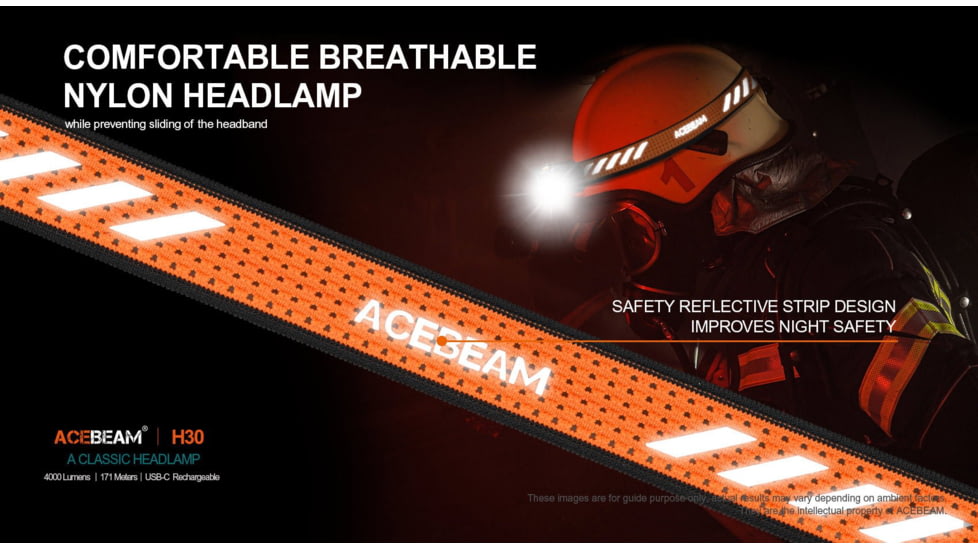 Acebeam H30 1 x 21700 CREE XHP70.2 LED Rechargeable Headlamp, 4000 Lumens, Cool White/ Green/ Red, Black, H30 R+G -CW