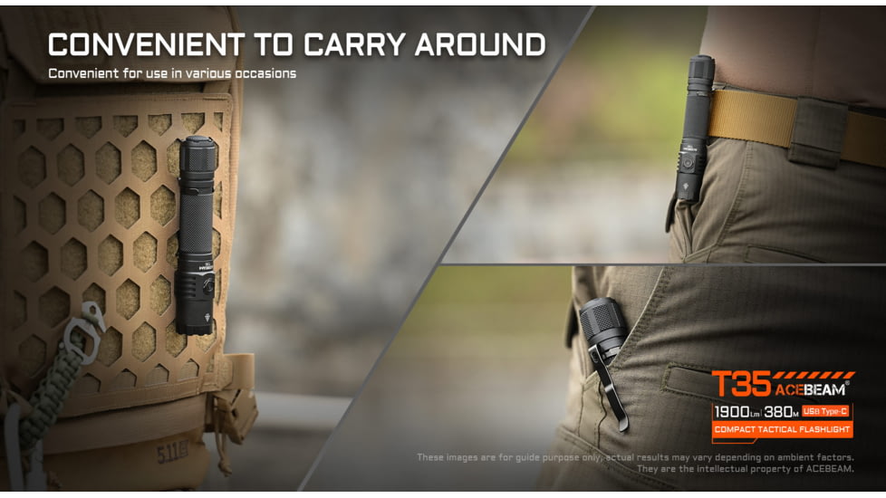 Acebeam T35 Compact Tactical Flashlight, Black, T35