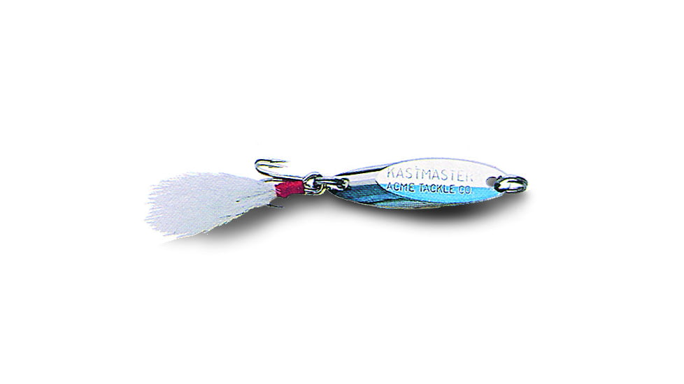 Acme Kastmaster Spoon, 1 3/4in, 1/4oz, Chrome &amp; Neon Blue with White Bucktail, SW101/CHNB