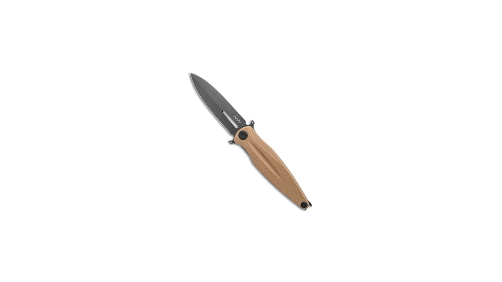 Acta Non Verba Knives Acta Non Verba Knives Z400 Liner Lock Dagger Knife Coyote G-10 4" Black DLC, Tan, Sleipner, adult, BHQ-137989