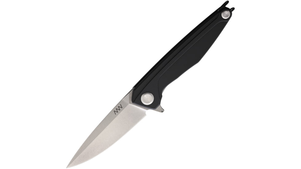 Acta Non Verba Knives Z300 Linerlock Folding Knife, 3.5 stonewash finish Sleipner tool steel blade, Black G10 handle, ANVZ300-010