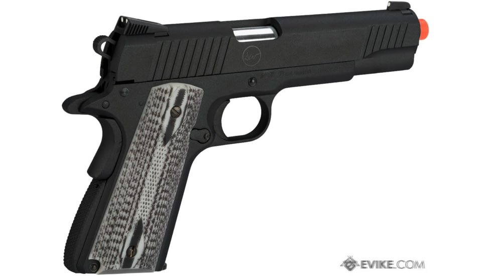 Action Sport Games Dan Wesson Licensed Full Metal 1911 Evike Exclusive VALOR Custom CO2 Powered Airsoft Gas Blowback Pistol, Black, 50304