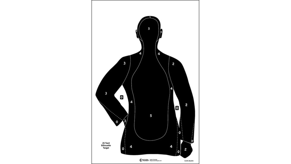 Action Target B-21E Economy 25 Yard Silhouette Target, Pack of 100, Black, B-21E BLACK