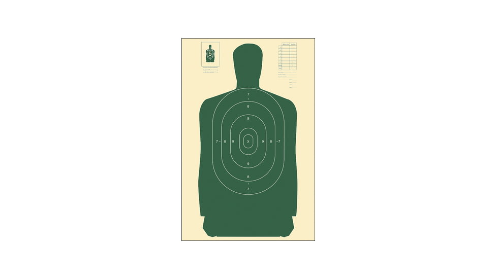 Action Target B-27S Standard Silhouette Target, Pack of 100, Green, B-27S GREEN