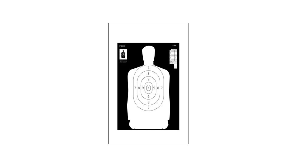 Action Target B-34R Reverse Of B-34 25 Yard Reduction Of B-27 Police Silhouette 100 Per Case, White, 17.5in x 23in, B-34R-100