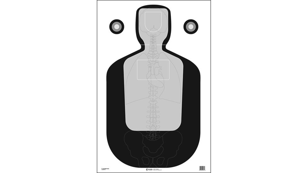 Action Target F-TQ15ANT-A Vital Anatomy/TQ-19 Scoring Target 100 Per Case, Black/Gray, 23in x 35in, F-TQ19ANT-AV2-100