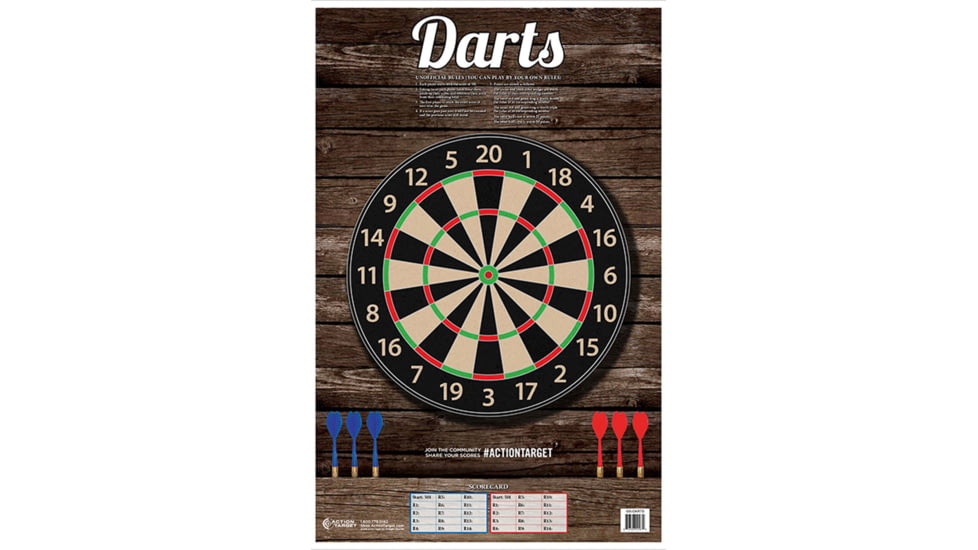 Action Target GS-DARTS-100 Action Darts Hanging Paper 23 X 35 Dart Board 1