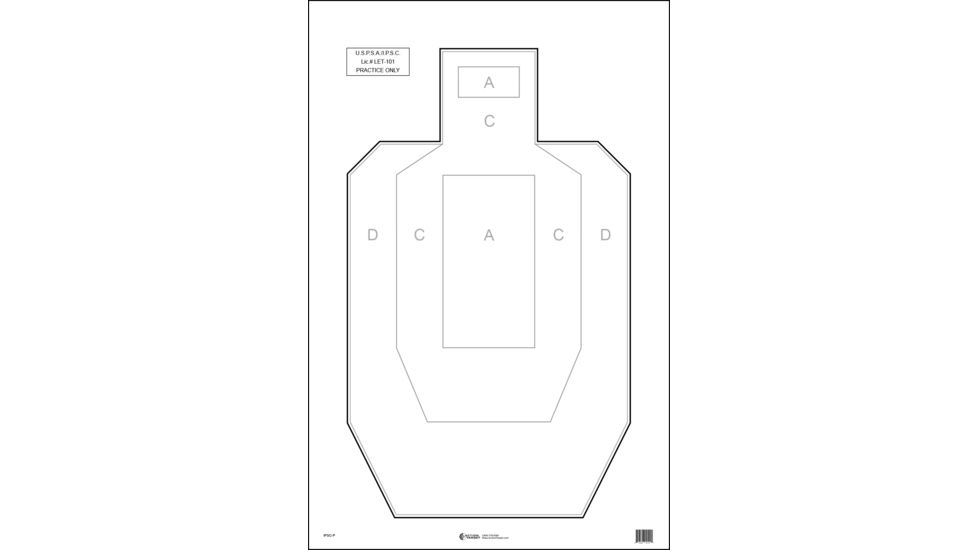 Action Target IPSC Paper Practice Target 100 Per Case, Black/Gray, 23in x 35in IPSC-P-100