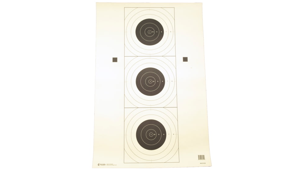 Action Target SR-21C Three Bull's-Eye, Training Target, Cream and Black, 10.5x10.5, 100 Per Box
