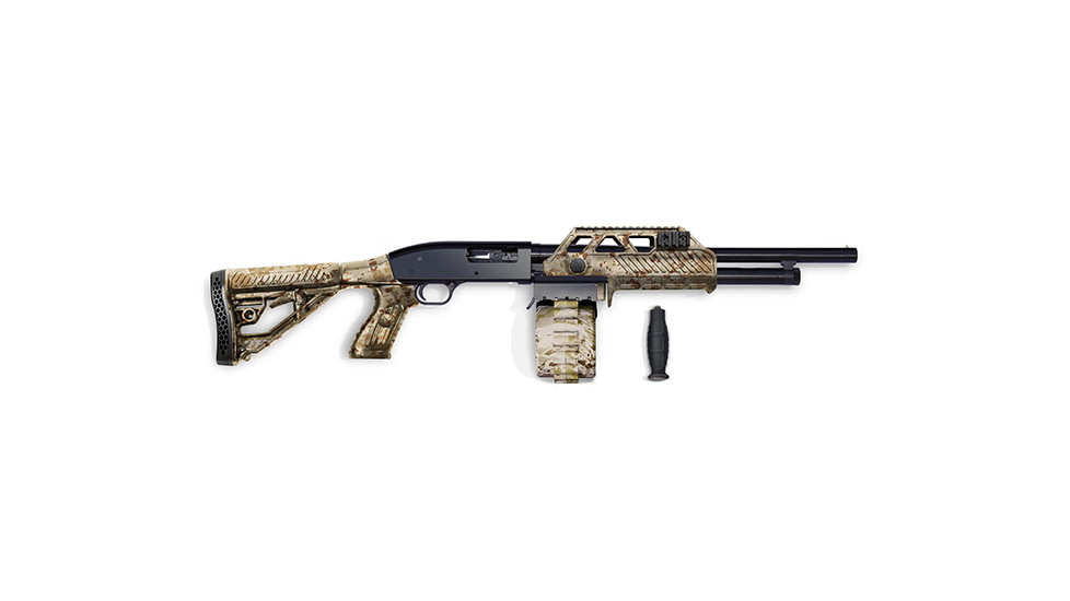 Adaptive Tactical Adjustable Stock w/ 10 Rnd Drum Sidewinder Venom Magazine-fed Shotgun System- Maverick 88 12 Gauge, Desert, 12ga 10rd Drum, AT-00234