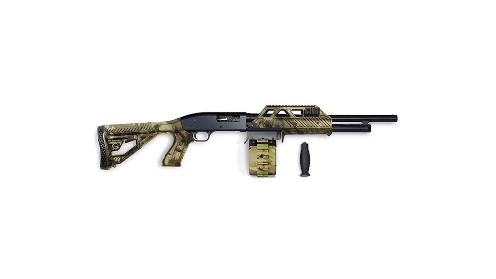 Adaptive Tactical Adjustable Stock w/ 10 Rnd Drum Sidewinder Venom Magazine-fed Shotgun System- Maverick 88 12 Gauge, MultiCam, 12ga 10rd Drum, AT-00223
