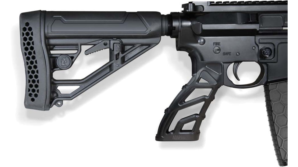Adaptive Tactical EX Performance Adjustable M4-Style Stock for AR15/AR10 Carbines, Polymer, Black, AT-02012