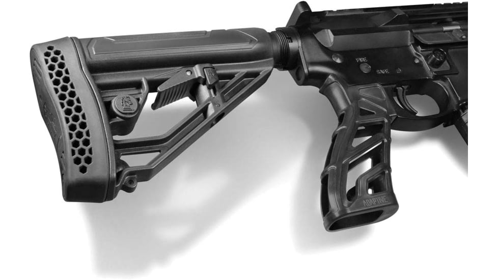 Adaptive Tactical EX Performance Adjustable M4-Style Stock for AR15/AR10 Carbines, Polymer, Black, AT-02012
