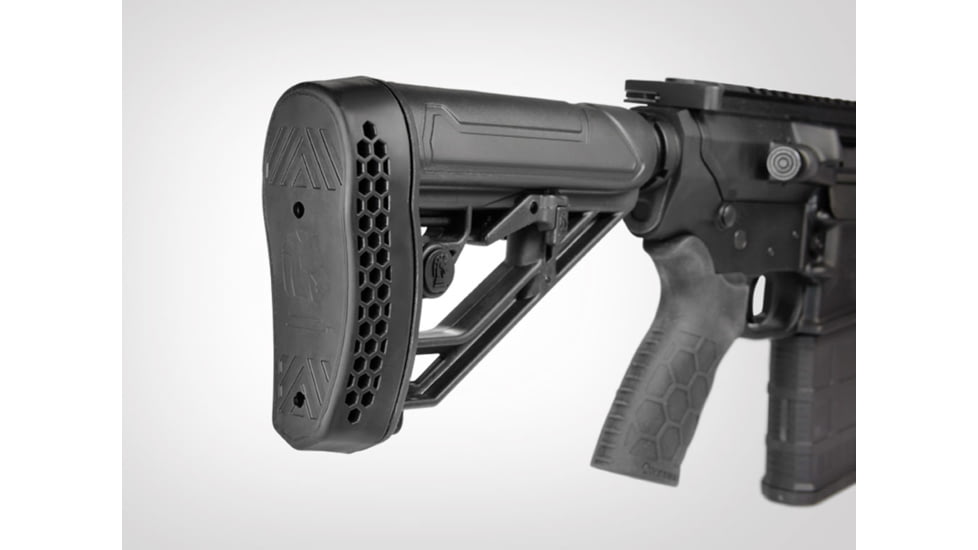 Adaptive Tactical EX Performance Adjustable M4-Style Stock for AR15/AR10 Carbines, Polymer, Black, AT-02012