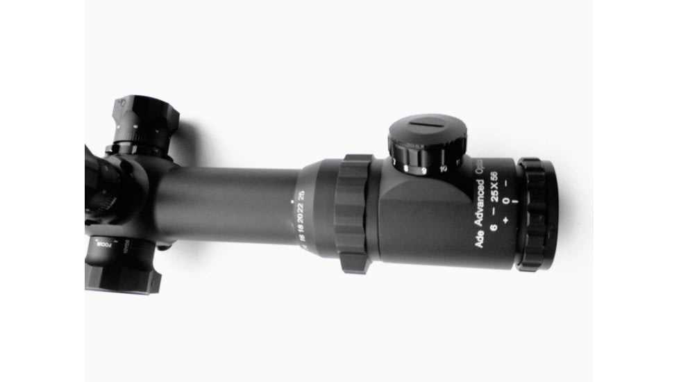 ADE Advanced Optics 6-25x56mm Long Range Rifle Scope w/ Illuminated Reticle, 35mm Tube, Glass Etched Mildot Bar Reticle, Matte, Black, 6-25X56SFIR