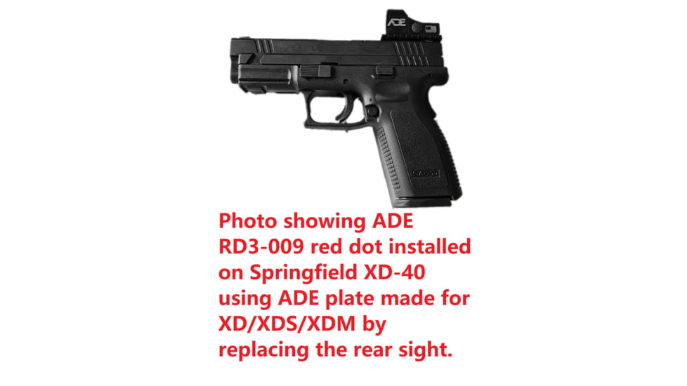 ADE Advanced Optics Adapter/Mounting Plate for Red Dot Sight, Springfield XD, XDE, XD MOD.2, XD-M, XDS Pistol, Black, XD Plate