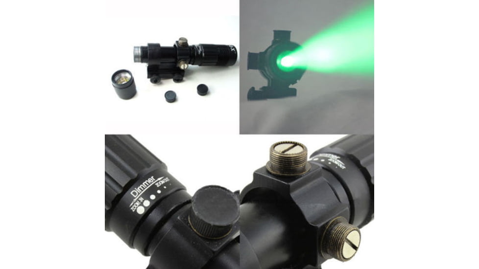 ADE Advanced Optics Adjustable Multi-Reticle Green Laser Flashlight Sight w/ Pressure Switch and QD Mount, Black, HG33