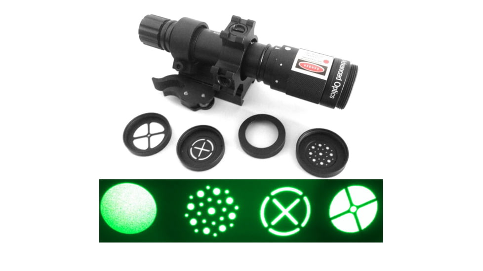 ADE Advanced Optics Adjustable Multi-Reticle Green Laser Flashlight Sight w/ Pressure Switch and QD Mount, Black, HG33