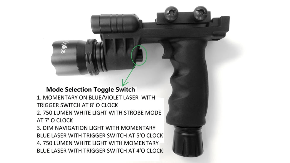 ADE Advanced Optics Dual Strobe Flashlight w/ Blue Laser Combo Sight, Black, HG23