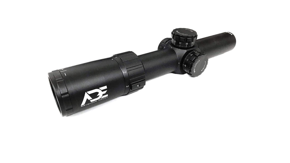 ADE Advanced Optics Gen2 1-6x24mm Rifle Scope, 30mm, Illuminated Mil Dash Reticle, Black, Gen2 1-6x24