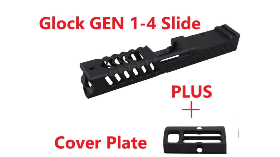 ADE Advanced Optics Glock 17 Gen 1-4 9mm Stripped MKII Bullnose RMR Cut Pistol Slide, Black, GEN4-G17-SLIDE-MKII-BLK
