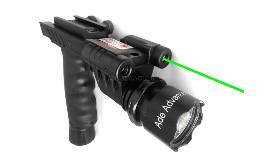 ADE Advanced Optics HG03 Rifle Vertical Foregrip Grip Flashlight/Green Laser Combo Sight, Black, HG03