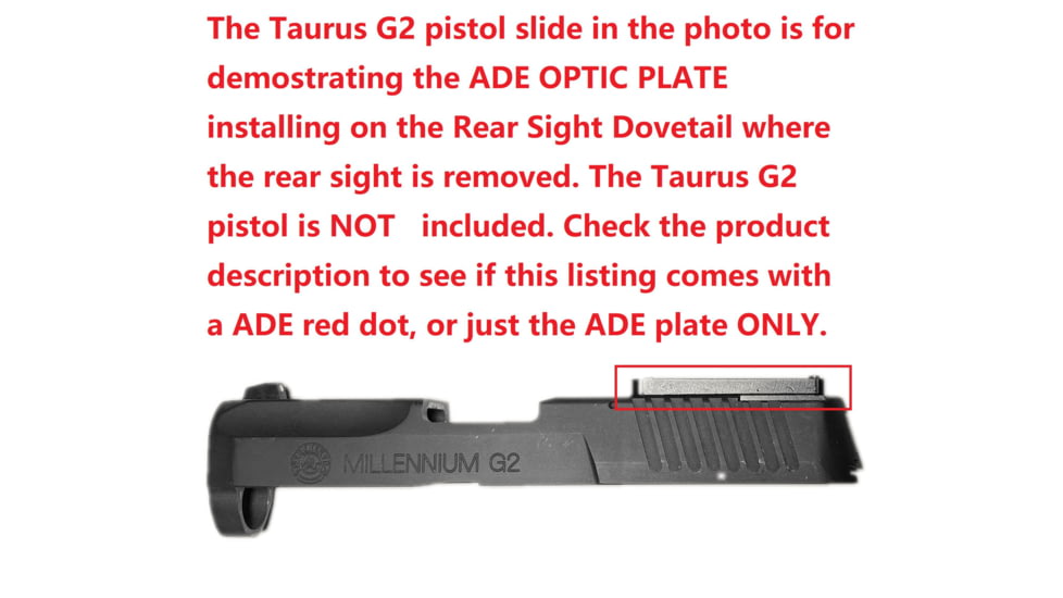 ADE Advanced Optics Optic Mount Plate, Taurus PT111 G2, Millennium G2, G2, G3 and TX22 to fit on Vortex Venom, burris fastfire, meopta, eotech mrds, docter, Insight Red Dot Reflex Sight, Black, Taurus G2 Plate