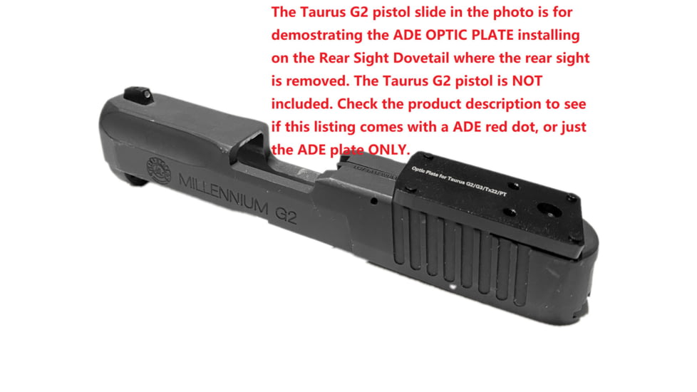ADE Advanced Optics Optic Mount Plate, Taurus PT111 G2, Millennium G2, G2, G3 and TX22 to fit on Vortex Venom, burris fastfire, meopta, eotech mrds, docter, Insight Red Dot Reflex Sight, Black, Taurus G2 Plate