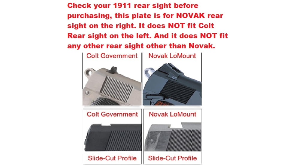 ADE Advanced Optics Optic Mount, 1911 Handgun, Novak/Adjustable Rear Sight, Vortex Venom/Viper/Burris Fastfire/Sightmark Minishot, Black, NovakPlate