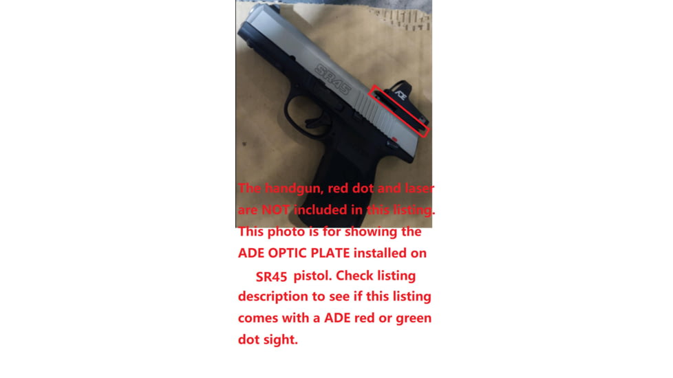 ADE Advanced Optics Optic Mount Plate, Ruger SR9, SR9c, SR40, SR40c, and SR45 Pistols, Black, Ruger SR9 Plate