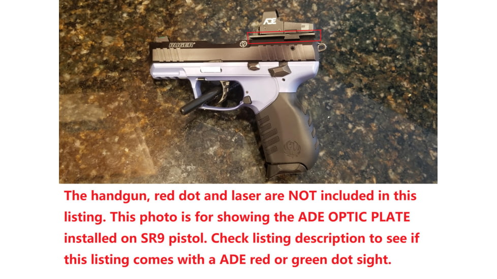 ADE Advanced Optics Optic Mount Plate, Ruger SR9, SR9c, SR40, SR40c, and SR45 Pistols, Black, Ruger SR9 Plate