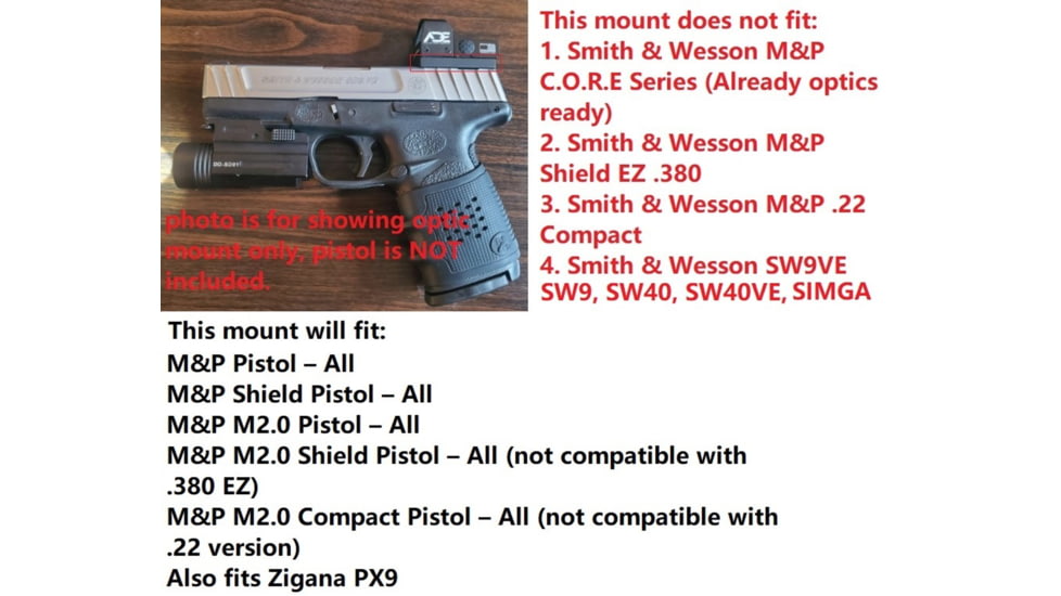 ADE Advanced Optics Optic Mounting Plate, Smith &amp; Wesson Shield Pistol/Trijicon RMR/SRO, Stingray/Holosun HS407C, Black, TF1