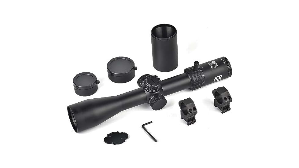 ADE Advanced Optics ProZoom 4-16x44mm Rifle Scope, 30mm Tube, Second Focal Plane, Mil Dot Reticle, Black, 4-16X44