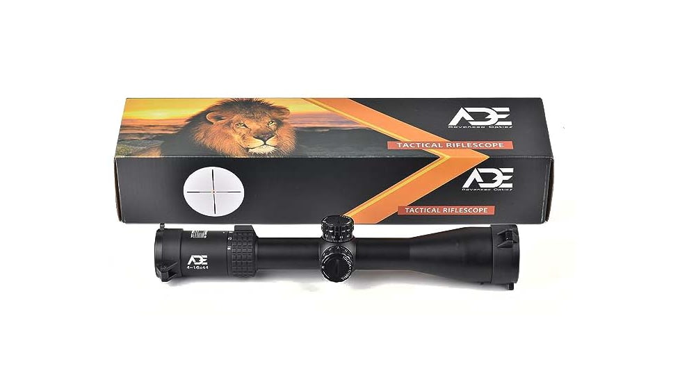 ADE Advanced Optics ProZoom 4-16x44mm Rifle Scope, 30mm Tube, Second Focal Plane, Mil Dot Reticle, Black, 4-16X44