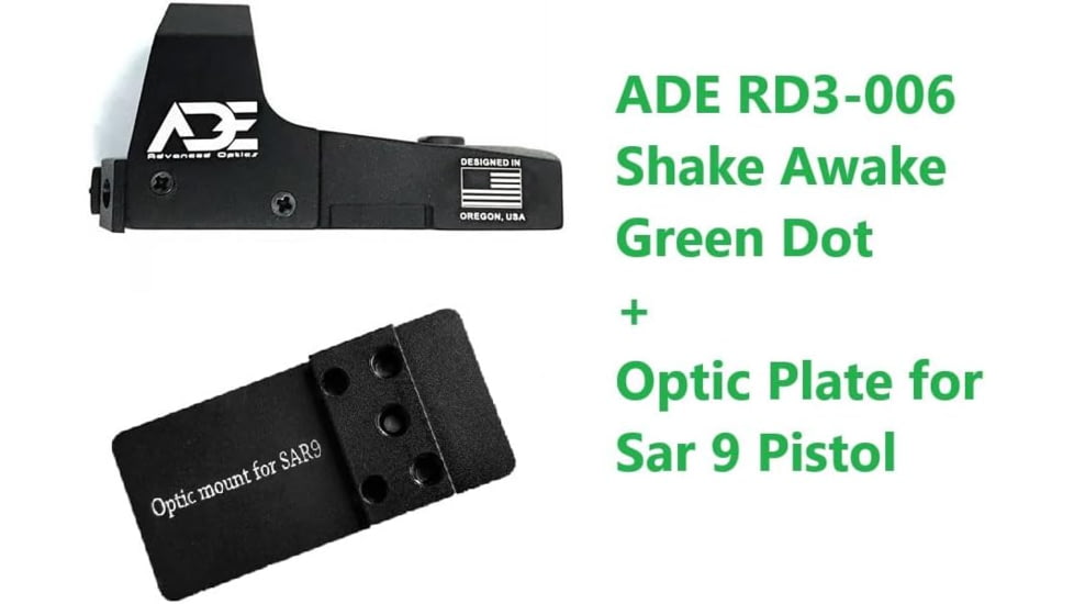 ADE Advanced Optics RD3-006 1x Reflex Green Dot Sight w/SAR9 Optic Mount Plate