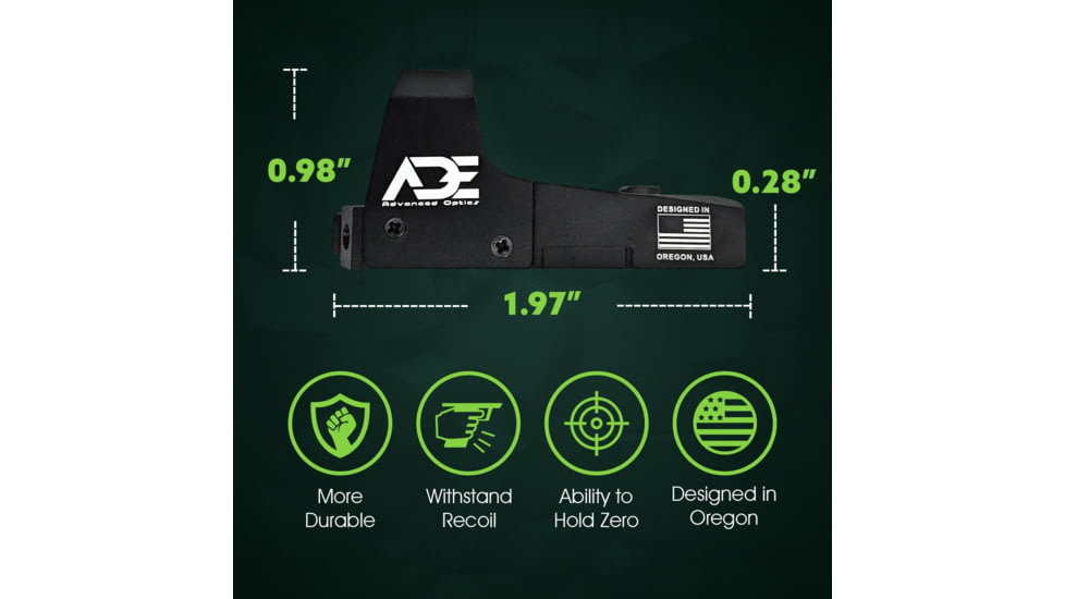 ADE Advanced Optics RD3-006 1x Reflex Green Dot Sight w/SAR9 Optic Mount Plate