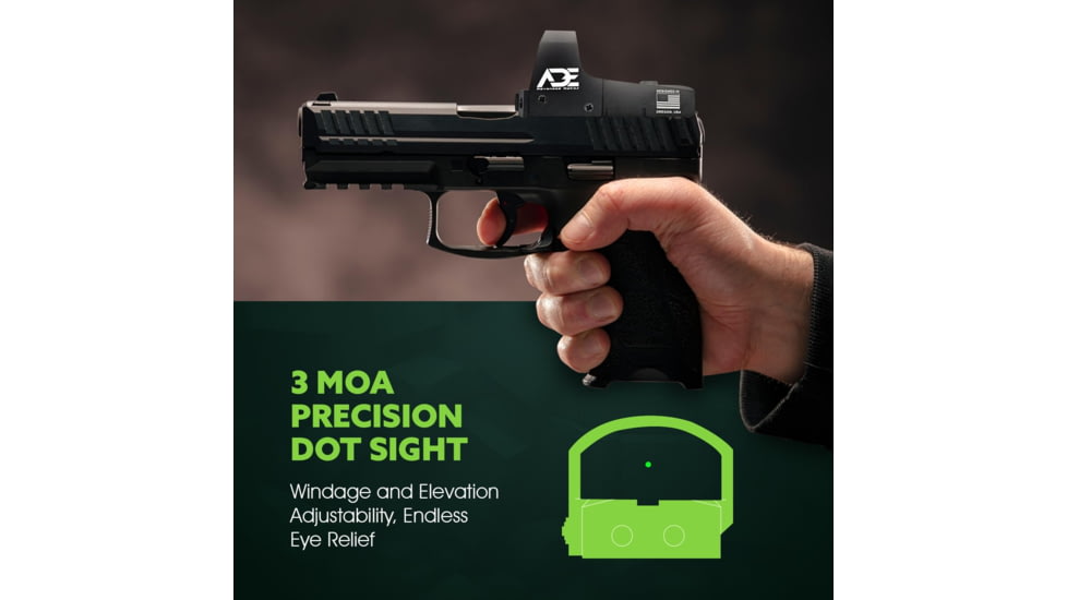 ADE Advanced Optics RD3-006 1x Reflex Green Dot Sight w/Ruger Security 9 Optic Mount Plate