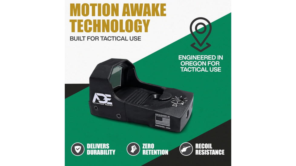 ADE Advanced Optics RD3-006X 1x Reflex Green Dot Sight w/Springfield XD, MOD.2 Optic Mount Plate