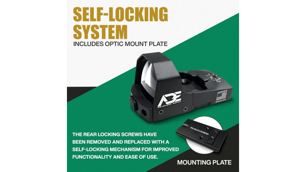 ADE Advanced Optics RD3-006X 1x Reflex Green Dot Sight w/Springfield XD, MOD.2 Optic Mount Plate