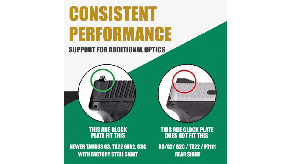 ADE Advanced Optics RD3-006x 1x Reflex Green Dot Sight w/D1 Rear Optic Mount Plate