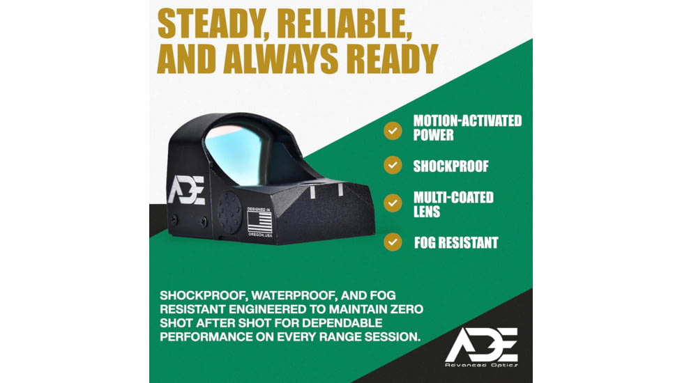 ADE Advanced Optics RD3-009 1x Reflex Red Dot Sight w/Mouting Plate 1911 Colt G/Standard Rear Sight&amp;Picatinny Rail
