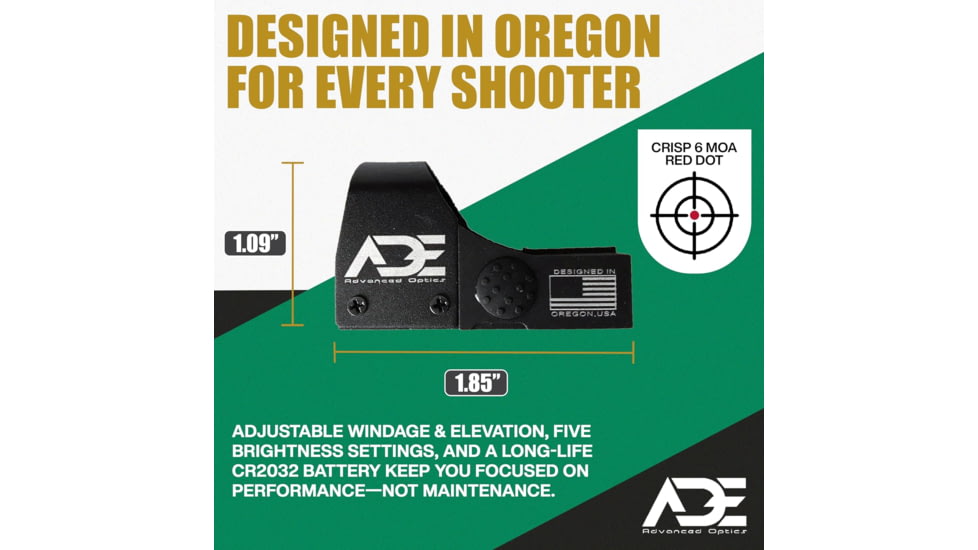 ADE Advanced Optics RD3-009 1x Reflex Red Dot Sight w/Mouting Plate 1911 Colt G/Standard Rear Sight&amp;Picatinny Rail